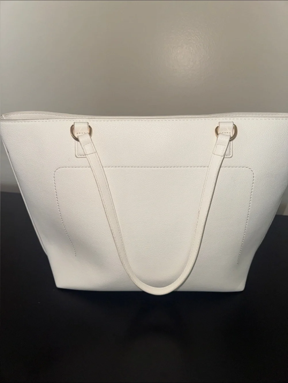 Anne Klein White Tote with Matching Pouch and Polka Dot Scarf
